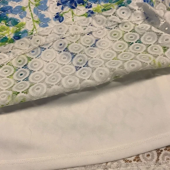Studio One New York A Line Dress Tea Party Sleeveless white and Blue Floral Sz 6 - Picture 8 of 9